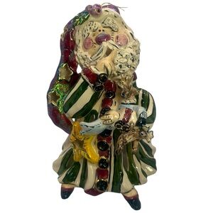 Vintage Blue Sky Clayworks Ceramic Christmas Santa Reindeer Tea Light Holder